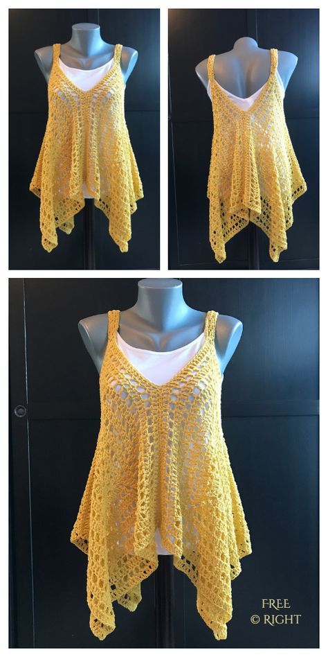 Summer Granny Square, Granny Square Tank, Easy Crochet Stitches, Crochet Ladies Tops, Crochet Tops Free Patterns, Crochet Clothes For Women, Crochet Summer Tops, Clothing Patterns Free, Crochet Fashion Patterns