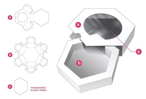 packaging box with plastic sheet die cut template Circle Windows, Box Packaging Templates, Cake Boxes Packaging, Popular Candles, Hexagon Box, Wooden Toy Cars, Packaging Template Design, Idee Cricut, Cosmetic Packaging Design