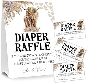 Diaper Raffle Tickets, Raffle Tickets, Holy Cow, Diaper Raffle, Baby Shower Game, Baby Shower Party, Highland Cow, Shower Party, Party Decoration