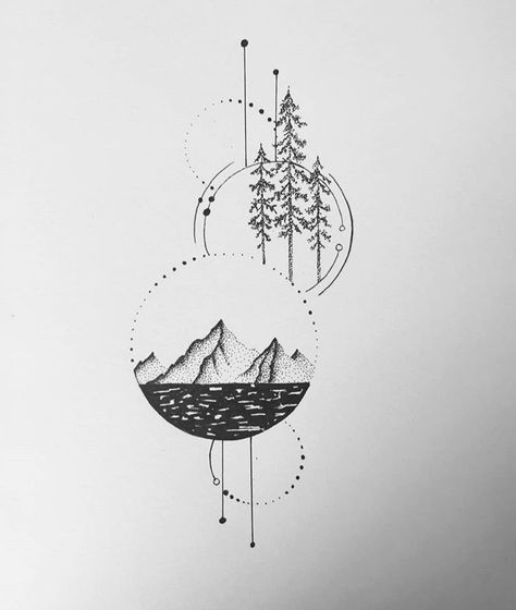 Natural Tattoos, Small Nature Tattoo, Berg Tattoo, Adventure Tattoo, Tattoo Nature, Forest Tattoos, Geometric Tattoo Design, Mountain Tattoo, Line Art Tattoos