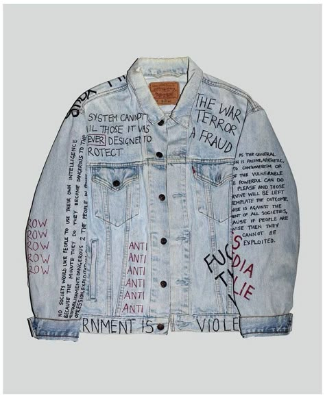 Anti Establishment, Reworked Jacket, Tattoo Memes, Diy Denim Jacket, Inspired Quotes, Custom Denim Jacket, Jacket Ideas, Diy Denim, Denim Shirt With Jeans