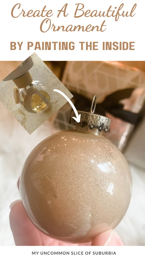 Elevate your holiday decor with a touch of DIY magic! Learn how to create stunning Christmas ornaments by painting the inside. These ornaments are so easy to make and cheap too that they would make great, affordable gifts this holiday season! #handmade #christmasdecor #DIY Clear Glass Ornaments Ideas, Glass Ball Ornament Ideas Easy Diy, Paint Inside Glass Ornaments, How To Paint Glass Ornaments Diy, What To Fill Clear Ornaments With, How To Decorate Clear Glass Ornaments, Painting Clear Plastic Ornaments, How To Decorate Clear Ornaments, Christmas Plastic Ornaments Diy