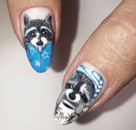 14 Awesome Raccoon Manicure Designs 2020 Raccoon Nails, Arrow Nails, Pink Wedding Nails, Different Color Nails, Bridesmaids Nails, Manicure Designs, November Nails, Formal Nails, Blush Nails