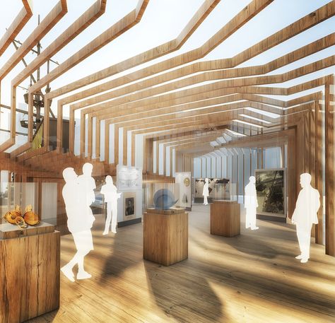 SPPARC Unveils Design for New Museum and Visitor Centre for the Golden Hinde Visitor Centre Architecture, Modern Museum Design, Museum Interior Design Exhibitions, Museum Entrance Design, Museum Interior Design, Visitor Center Interior, Museum Furniture, Art Museum Architecture, Museum Entrance