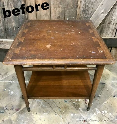 Lane End Tables, Restore Coffee Table Diy, Vintage Lane Furniture, How To Refinish A Wood Table, Wooden Table Restoration, Restore Kitchen Table, Refinishing Side Table, Easy Refinishing Wood Furniture, Refinish Side Table