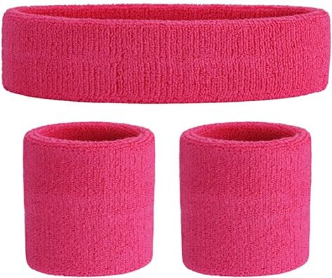 Amazon.com: ONUPGO Pink Sweatband Set (3 Pieces) Cotton Headband/Wristbands for Men Women Girls Boys and Youth, Athletic Headbands Fit for Sports, Running, Yoga, Basketball, Football, Cycling, Gym (Pink): Clothing 80s Workout Costume, 80s Accessories, Sweat Headbands, Baby Sweats, Neon Leggings, Pink Gym, Sports Headband, Athletic Headbands, Workout Headband