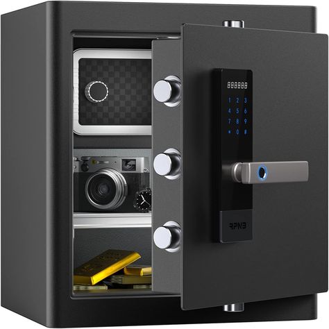 RPNB Deluxe Home Safe and Lock Box, Smart Touch Screen Biometric Fingerprint Security Safe Box with Voice Prompt, One-touch Unlock, Dual Warning, Interior Box, Suitable for Home Office Hotel, 45L Village Mountain, Iot Security, Digital Door Lock, Security Safe, Business Photoshoot, Safe Box, Home Safes, Office Hotel, Smart Lock