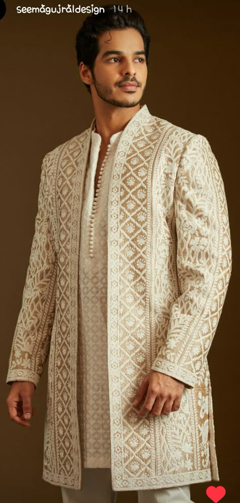 Cream Pants Outfit, Pathani For Men, Indian Wedding Clothes For Men, Sherwani For Men Wedding, Mens Wear Wedding, Wedding Outfits For Groom, Haldi Outfits, Sherwani For Men, Pants Outfit Men