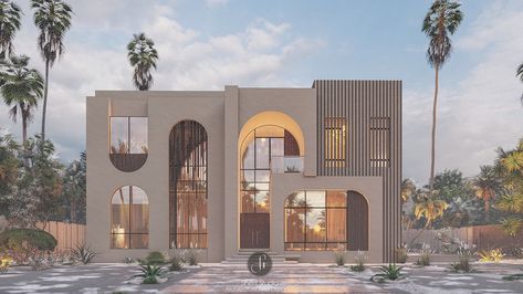 Contemporary Style Villa, Dubai, United Arab Emirates on Behance House Design Concept, Villa Facade Design, Arcade Architecture, Facade Architecture Design, Architecture Design Sketch, Architecture Design Drawing, Model House, Modern House Facades, House Arch Design