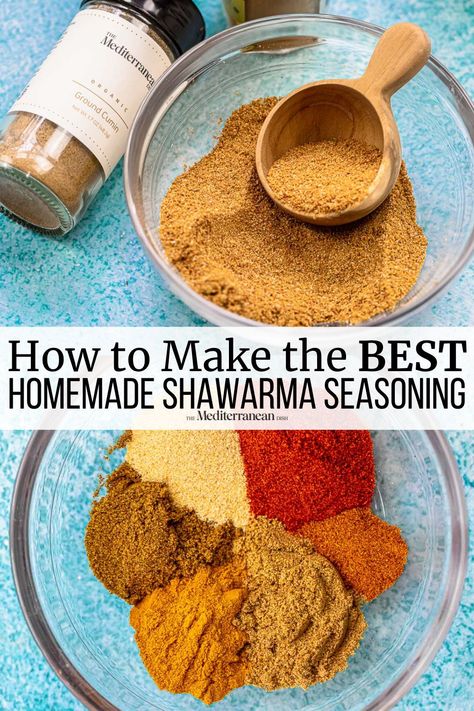 Save time and season all your favorite meals to sweet and savory perfection with this quick and easy DIY shawarma spice blend! Vegan Spices, Shawarma Spice Blend, Homemade Shawarma, Shawarma Spice, Shawarma Seasoning, Shawarma Spices, Shawarma Recipe, Spice Blends Recipes, Mediterranean Spices