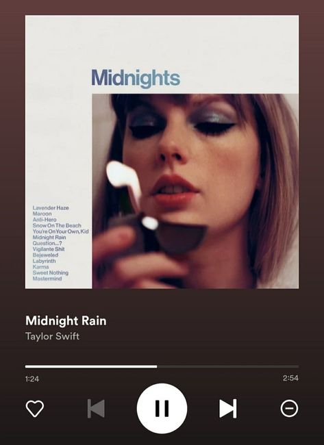 #taylorswift #song #midnights Iphone Music Player, Spotify Screenshot, Taylor Swift Clean, Midnight Rain, Iphone Music, Swift Wallpaper, Swift Lyrics, Music Recommendations, Taylor Swift Music