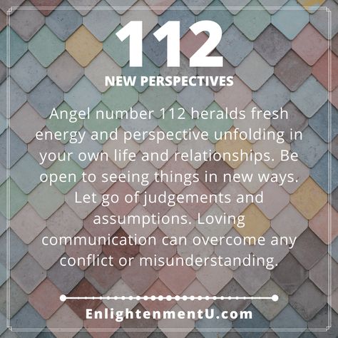 Angel number 112 heralds fresh energy and perspective unfolding in your own life and relationships. Be open to seeing things in new ways. Let go of judgements and assumptions. Loving communication can overcome any conflict or misunderstanding. 923 Angel Number Meaning, 112 Angel Number, 112 Angel Number Meaning, 112 Meaning, Spiritual Downloads, Spiritual Journals, Angel Number Meanings, Number 12, Number Meanings