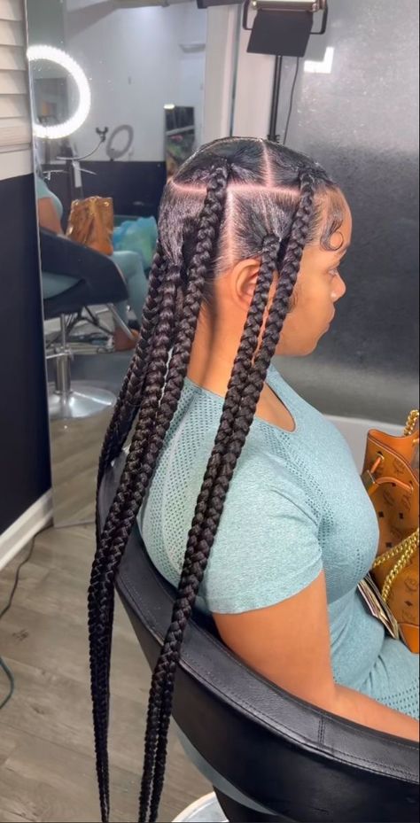 Braid Sizes, 4 Braids Hairstyle, Mixed Girl Hairstyles, Soccer Hair, Cornrows Braids For Black Women, 4 Braids, Styles Braids, Feed In Braids Hairstyles, Braids Hairstyles Pictures