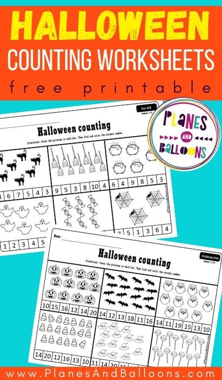 Free printable Halloween worksheets for preschool and kindergarten - counting to 10 and counting to 20 worksheets. #pre #kindergarten #planesandballoons Counting 10-20, Free Halloween Kindergarten Worksheets, Halloween Worksheets Free, Halloween Counting, Free Kindergarten Printables, Halloween Activities Preschool, Kindergarten Worksheets Free Printables, Halloween Kindergarten, Counting Worksheets