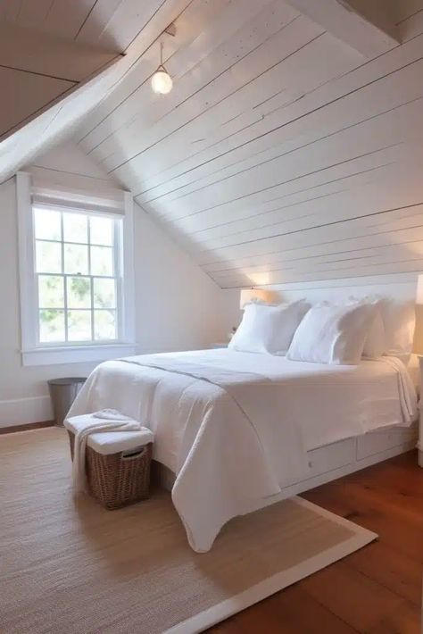 25 Charming Cape Cod Upstairs Bedroom Ideas to Inspire You - Roomy Retreat Small Attic Bedroom Ideas Angled Ceilings, Cape Cod Upstairs Bedroom, Upstairs Bedroom Ideas, Loft Bedroom Ideas Sloped Ceiling, Attic Bedroom Ideas Aesthetic, Attic Bedroom Ideas Angled Ceilings, Low Ceiling Attic Bedroom, Small Attic Bedroom Ideas, Attic Bedroom Decor