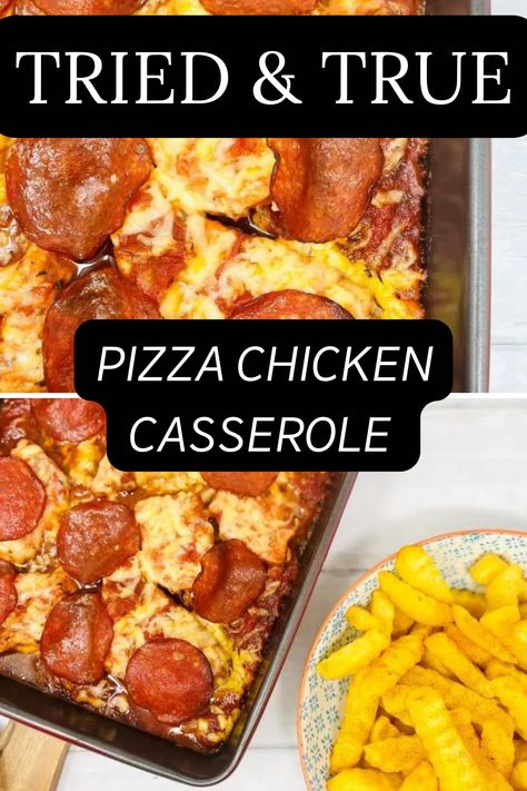 Chicken Pizza Casserole, Chicken And Pepperoni Recipes, Pizza Chicken Bake, Chicken With Pepperoni, Chicken Breast Pizza, Pepperoni Pizza Chicken Bake, Pizza Topped Chicken, Chicken And Cheese Recipes, Delicious Chicken Breast Recipes