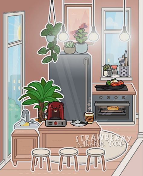 Toca Boca Free Ideas Kitchen, Toca Boca Life Free House Ideas, Free House Idea In Toca Boca, Toca World Free House Ideas, Toca World Starter House Ideas, Cute Free Toca Boca House Ideas, Free Toka Boka House Ideas, Tica Boca Room Ideas Free, Toca Boca Room Ideas Free Kitchen