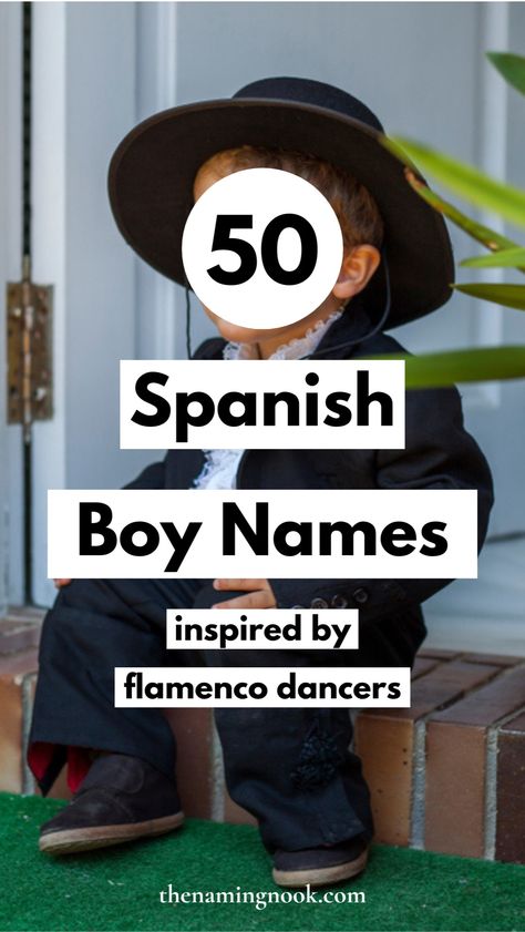 Searching for a unique Spanish baby boy name? Explore our list of 50 cool Spanish names for boys inspired by flamenco dancers. Our collection includes traditional and uncommon Spanish boy names. Click through for the full Spanish boy name list, featuring boy name aesthetic, uncommon boy names, and unusual boy names. Latino Names For Boys, Spanish Boy Names Unique, Mexican Boy Names, Hispanic Boy Names, Spanish Boy Names, Last Names For Boys, Boy Names Spanish, Trendy Boy Names, Traditional Baby Girl Names