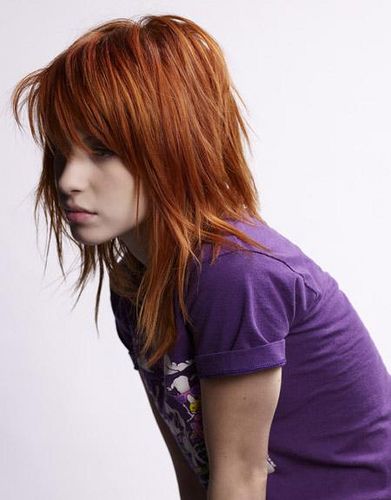 Love this cut, it looked great.  Really made me fine hair look thick and full! Hayley Williams, Purple Shirt, Young Woman, Red Hair, A Woman, Purple, Red, Hair