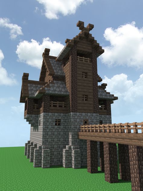 A Nordic fort - Imgur Bridge House Minecraft, Minecraft Tower Bridge, Minecraft Fort, Minecraft Kale, Villa Minecraft, Minecraft Villager, Construction Minecraft, Mine Minecraft, Minecraft Mansion