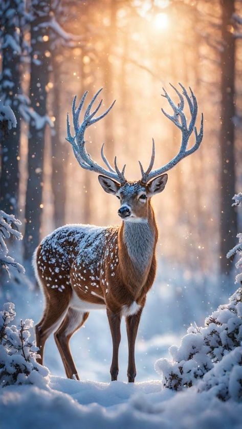 Deer Wallpaper, Deer Photos, Winter Woodland, Snowy Forest, Winter Animals, Wallpaper Iphone Christmas, Winter Wallpaper, A Deer, Winter Pictures