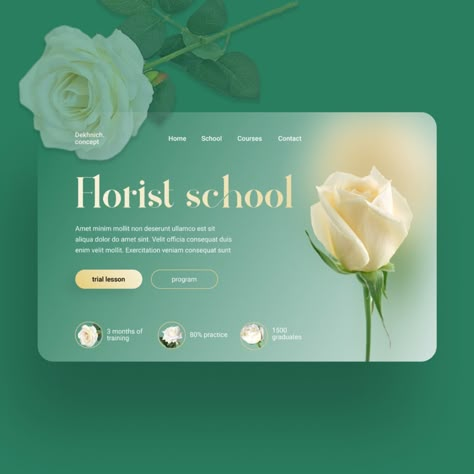 Florist school on Behance Flower Shop Website, Floral Website, Interactive Web Design, Website Design Inspiration Layout, Concert Poster Design, Flower Shop Design, Florist Design, Graphic Design Cards, Instagram Theme Feed