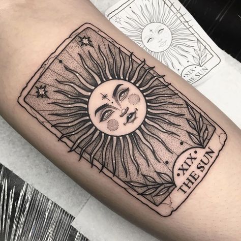 The Sun Tarot Tattoo, Sun Tarot Tattoo, Aesthetic Cards, Inspo Tattoo, Tarot Card Tattoo, Tarot Tattoo, Tattoo Board, Tattoo Trend, Witch Tattoo