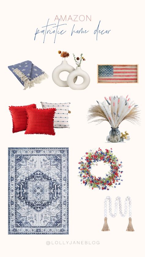 Neutral Patriotic Decor, Modern Fourth Of July Decor, Subtle Patriotic Decor, Patriotic Gallery Wall, 4 Th Of July Decorations, Pottery Barn 4th Of July Decor, 4th Of July Events, Summer Mocktails, Boho Christmas Decor