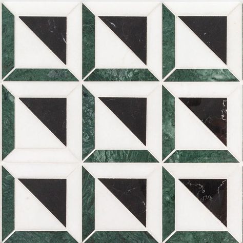 White And Green Marble, Marble Inlay Designs, Jeffrey Court, Pool Fountain, Islamic Patterns, Hexagonal Mosaic, Marble Inlay, Interior Floor, Green Marble