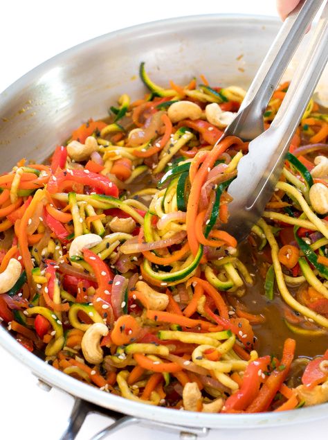 Zucchini Noodle Stir Fry Zucchini Noodle Stir Fry, Homemade Zucchini Noodles, Stir Fry Zucchini Noodles, Noodle Stir Fry, Zucchini Noodle, Side Dishes For Chicken, Vegetable Fried Rice, Sauteed Veggies, Fried Vegetables