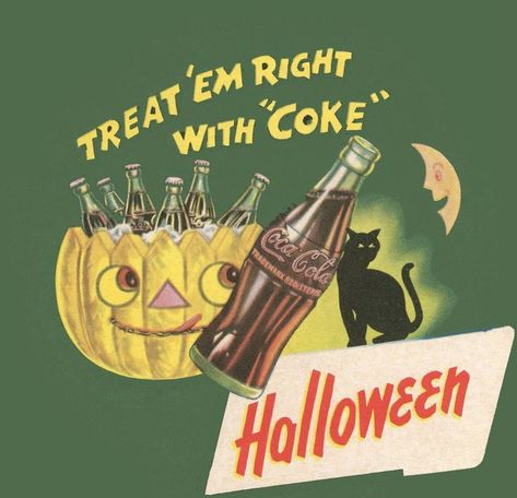 Vintage Coca-Cola Halloween Ad... Vintage Halloween Images, Coca Cola Ad, Vintage Coke, Vintage Candy, Halloween Images, Halloween Items, Coca Cola Vintage, Vintage Children's Books, Retro Halloween