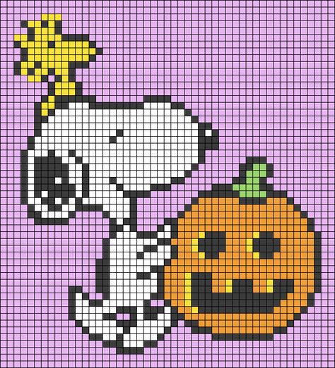 Snoopy Halloween, Halloween Cross Stitches, Halloween Bags, Snoopy And Woodstock, Alpha Patterns, Perler Bead Patterns, Friendship Bracelet Patterns, Holidays Halloween, Bracelet Patterns