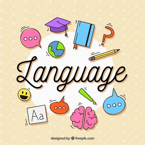 Language composition with flat design | Free Vector #Freepik #vector #freebackground #freeschool #freedesign #freeeducation Project Cover Page, Bullet Journal Cover Ideas, School Creative, Notebook Cover Design, Learn To Spell, Language Art, Notebook Art, Language School, Bullet Journal Lettering Ideas