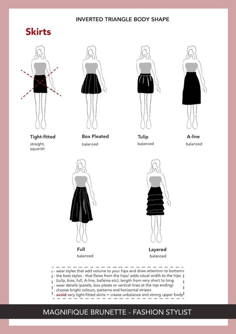 Body Shape Ultimate Guide - Part 3 = INVERTED TRIANGLE SHAPE - Magnifique Brunette Outfits Inverted Triangle, Rectangle Body Shape Fashion, Inverted Triangle Body Shape Fashion, Inverted Triangle Body Shape Outfits, V Shape Body, Triangle Body Shape Fashion, Inverted Triangle Fashion, Rectangle Body Shape Outfits, Triangle Body Shape Outfits