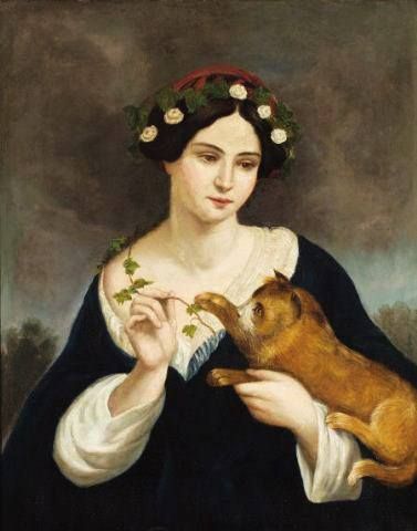 Juan Cordero de Hoyos, 1822-1884 Portrait Of A Woman, Cat People, Old Paintings, Cat Portraits, Cat Painting, Vintage Cat, Posters And Prints, Crazy Cats, Cat Art