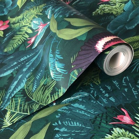 Portfolio Wallpaper, Tropical Rainforest Wallpaper, Rainforest Wallpaper, Rainforest Theme, Wallpaper Tropical, Colorful Parrots, Jungle Wallpaper, Tropical Foliage, Tropical Rainforest