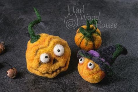 Set of Pumpkin Decoration Needle Felted Pumpkin Halloween Pumpkin Face Autumn Fall Thanksgiving Decoration Cute Pumpkin Face Jack o lantern Felted Halloween, Felted Pumpkins, Cute Pumpkin Faces, Felt Pumpkins, Felt Halloween, Pumpkin Face, Pumpkin Jack, Harvest Season, Pumpkin Faces