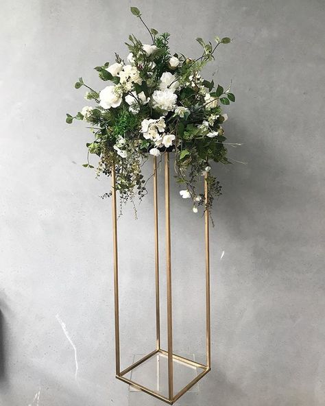 Simple, elegant centrepieces FOR HIRE Without the price tag! #weddingflorist #artificialweddingflowers #artificialflowers… Geometric Vase, Tall Wedding Centerpieces, Wedding Reception Backdrop, Geometric Vases, Wedding Painting, Wedding Floral Centerpieces, Artificial Flowers Wedding, Elegant Centerpieces, Floral Arrangements Wedding