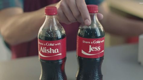 Those Coke cans with names on them increased sales for the first time in a decade Share A Coke With Names, Coke Campaign, Diet Coke Bottle, Diet Coke Glass Bottle, Diet Coke Meme, Share A Coke, Coke Cans, Coke Bottle, Coca-cola 600