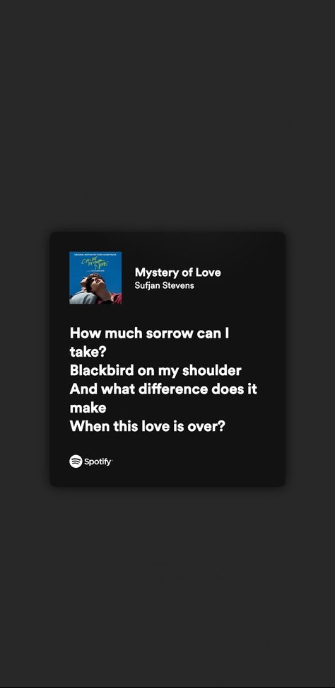 Mystery Of Love Lyrics, Mystery Of Love Sufjan Stevens, Sufjan Stevens Lyrics, Mystery Of Love, Lyrics Spotify, Love Lyrics, Sufjan Stevens, Just Lyrics, Music Stuff