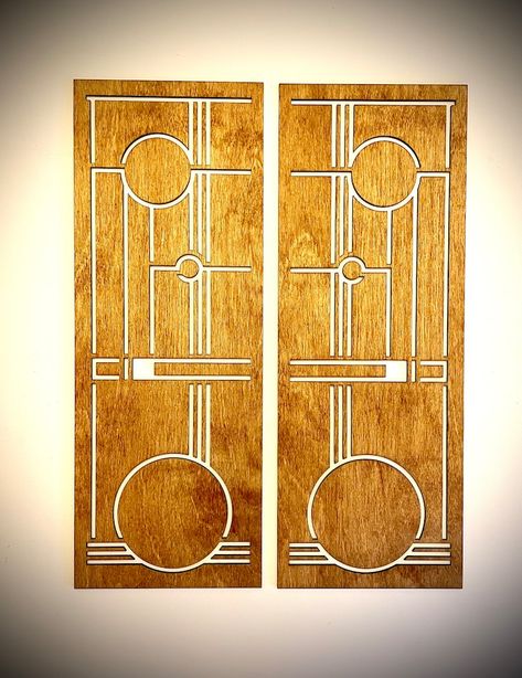 Boho Modern Frank Lloyd Wright-inspired Art Deco Geometry Wood - Etsy Frank Lloyd Wright Wall Art, Frank Lloyd Wright Stained Glass Windows, Art Nouveau Architecture Interior, Frank Lloyd Wright Furniture, Frank Lloyd Wright Art, Art Deco Mural, Modern Art Deco Design, Frank Lloyd Wright Stained Glass, Art Deco Panel