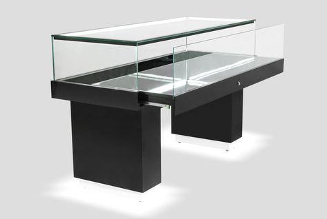 48"L x 23 1/2"D x 37 1/2"H TEMPERED & POLISHED FRAMELESS GLASS CONSTRUCTION 3/8"T GLASS THICKNESS FOUR-SDED LED TOP LIGHTING FOR BRIGHTNESS GLASS HEIGHT: 10 1/4"H BASE HEIGHT: 26 1/4" STORAGE BOTTOM W/LOCK: 26 1/4"H PULL OUT DECK W/ LOCK & KEYS SHIPS FULLY ASSEMBLED CHOOSE FROM GLOSSY WHITE OR BLACK FINISH Glass Display Case, Showroom Interior Design, Locks & Key, Glass Case, Glossy White, Display Case, Clear Cases, 4 H, X 23