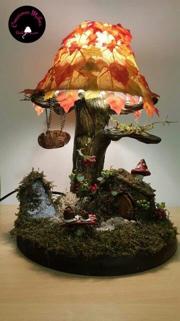 Fairy House Lamp, Fairy Lamp Diy, Clay Lamps, Flask Diy, Fairy Lamps, Diy Cement Planters, Art Competition Ideas, Thrift Store Makeover, Mushroom Crafts