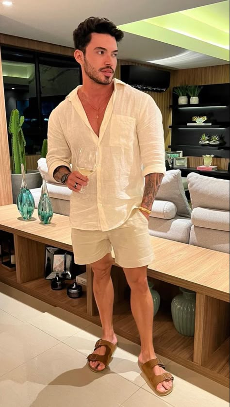 Mens Puerto Rico Outfits, Bali Indonesia Outfit Ideas Men, Men’s Vacation Beach Outfit, Tulum Outfits Men, Mens Tropical Vacation Outfits, Resort Outfit Men, Tropical Vacation Outfits Men, Old Money Black Men, Dinner Outfit Summer Night