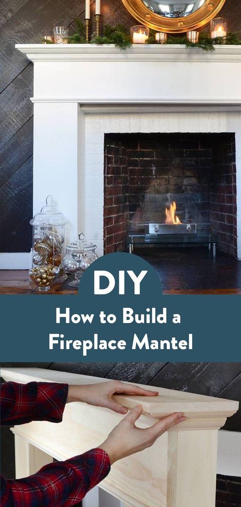 Build A Mantle Diy, Diy Fireplace Mantel Surround, How To Build A Fireplace Mantle, Diy Mantel Surround, Diy Wooden Fireplace, Diy Mantle Fireplace, Diy Mantel Fireplace, Wooden Fireplace Mantle, Mantel Remodel