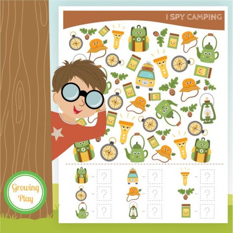 I Spy Camping Printable - Growing Play Camping Dramatic Play, Indoor Recess, Printable Puzzles, Theme Activity, Camping Party, I Spy, Camping Theme, Indoor Activities, A Classroom