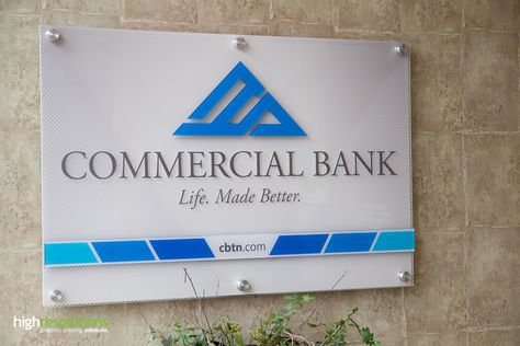 Multi-layered acrylic sign for Commercial Bank. Diy Mug Designs, Signage Board, Led Signage, Commercial Bank, Diy Mugs, Sign Ideas, Signage Design, Acrylic Sign, Banner Design