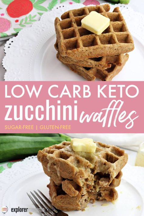 Zucchini Waffles Low Carb, Zucchini Waffles, Keto Chaffles, Keto Zucchini, Simple Keto, Simple Dessert, Healthy Breakfasts, Sugar Free Syrup, Keto Cooking