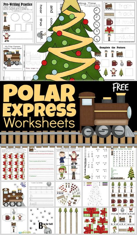 Polar Express Activities Preschool, Polar Express Lesson Plans, Polar Express Lessons, Polar Express Worksheets, Polar Express Crafts, Free Printable Christmas Worksheets, Polar Express Activities, Polar Express Tickets, Polar Express Christmas Party