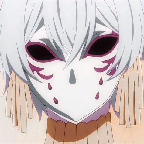 Masked Anime Pfp, Cool Anime Mask, Anime Mask Pfp, Masked Anime Character, Anime With Mask, Anime Mask Design, Masked Anime, White Hair Red Eyes, Anbu Mask